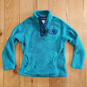 Patagonia Teal Fleece Pull-over girls S (8)